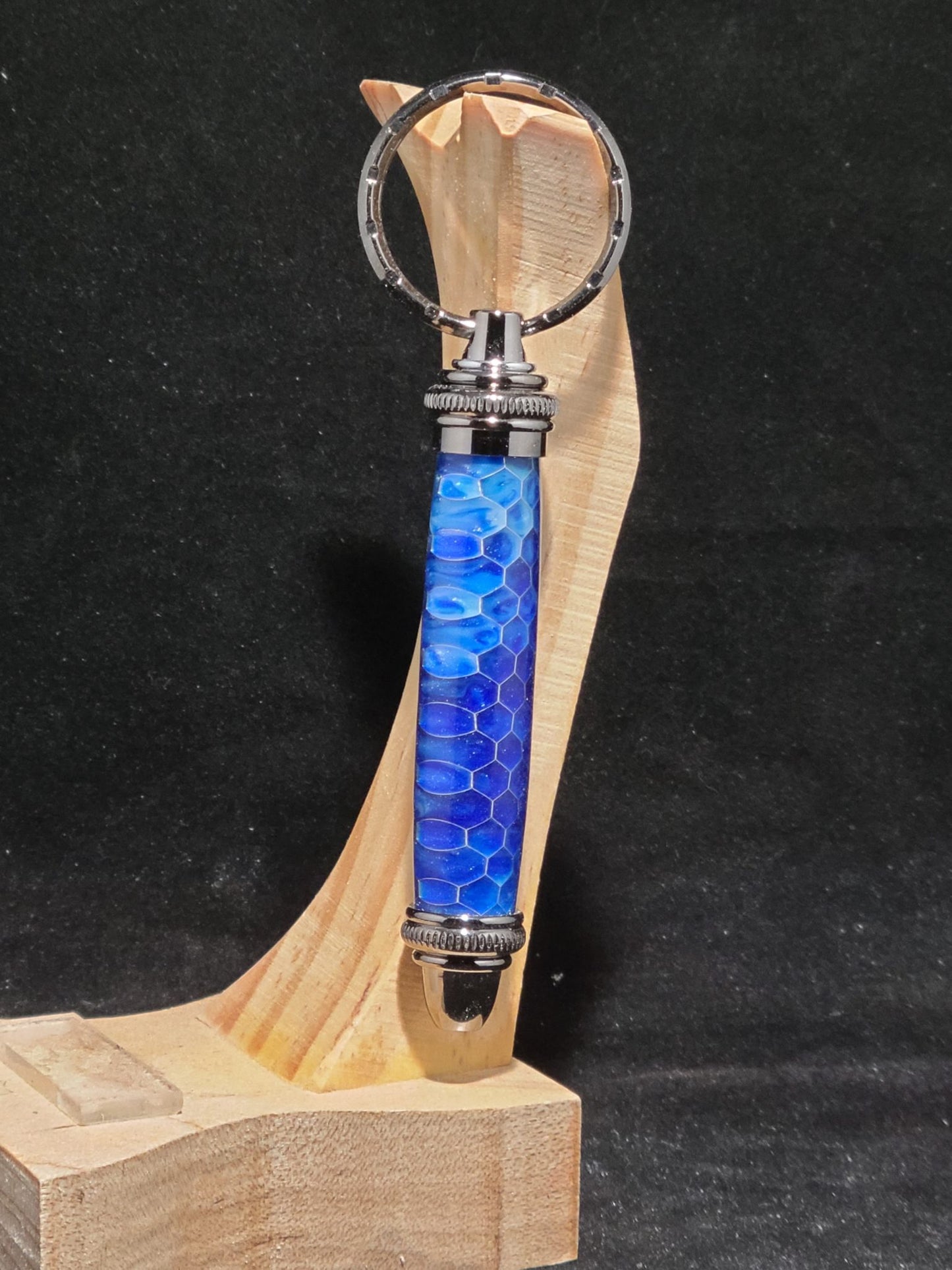 Blue Aluminum Honeycomb Screwdriver Keychain