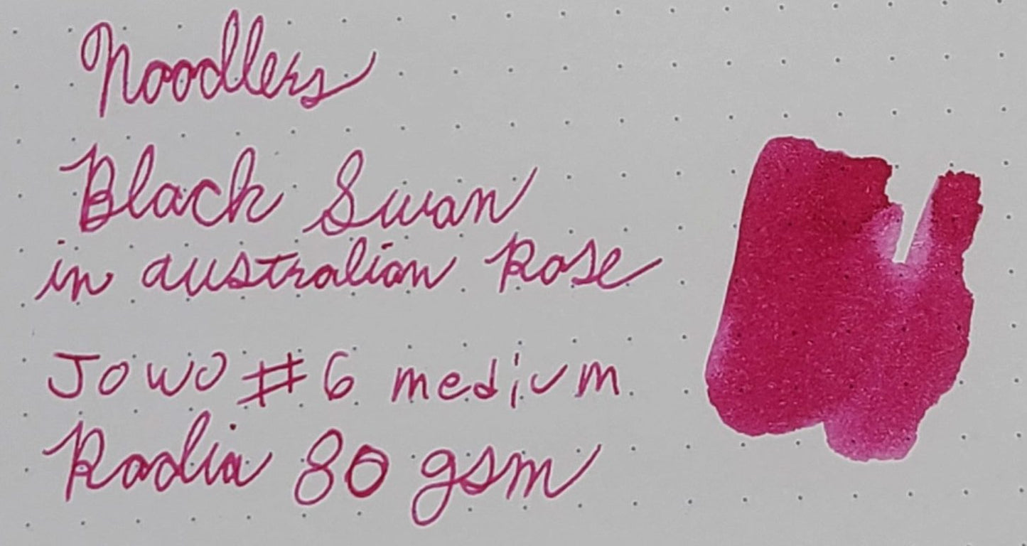 Noodlers Black Swan in Australian Rose Swatch
