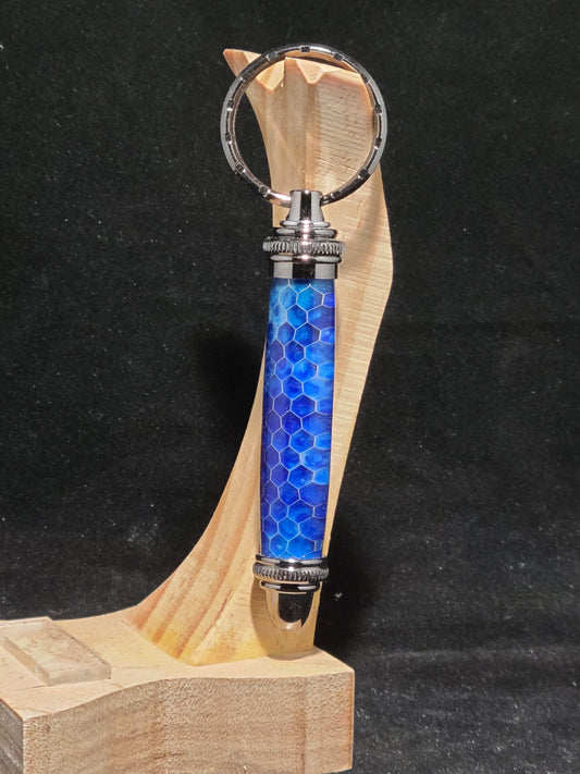 Blue Aluminum Honeycomb Screwdriver Keychain