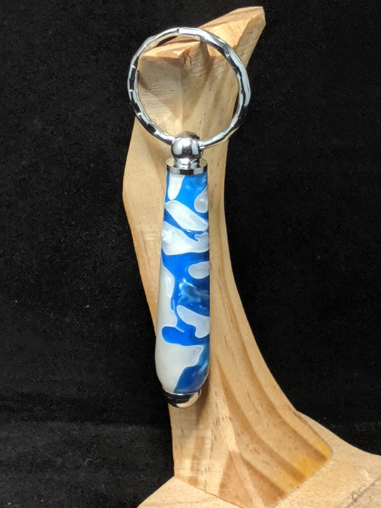 Blue and White Keychain